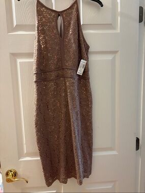 Dress Barn Rose Gold Sequin Midi Halter Dress